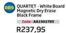 Quartet White Board Magnetic Dry Erase Black Frame AA1903785