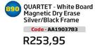 Quartet White Board Magnetic Dry Erase Silver/Black Frame AA1903783