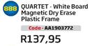 Quartet White Board Magnetic Dry Erase Plastic Frame AA1903772