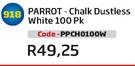 Parrot-Chalk Dustless White 100 Pk(PPCH0100W)-Each