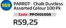 Parrot-Chalk Dustless Assorted Colour 100 Pk(PPCH0100A)-Each