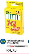 Hi Chalk Dustless White 12 Pk(INCHA006)-Each