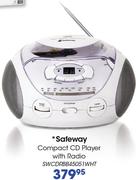 Safeway Compact CD Player With Radio(SWCDRBB45051WHT)-Each