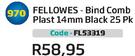 Fellowes Bind Comb Plast 14mm Black 25Pk(FL53319)