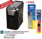 Fellowes Shredder 69CB Powershred 10 Sheet With 19L Bin Capacity(FL4669601)+ Free Pelikan