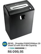 Rexel Shredder P180CD Ribbon 20 Sheet S2 With 35L Bin Capacity(AA2101536)