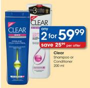 Clear Shampoo or Conditioner-2 x 200ml