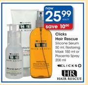 Clicks Hair Rescue Silicone Serum 50ml,Restoring Mask 150ml or Placenta Spray 200ml-Each