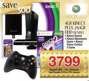 XBOX 360 4GB Kinect Plus 250GB HDD Bundle 