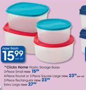 Clicks Home Plastic Storage Boxes Small-3 Piece