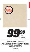 Da Vinci Crema Polished Porcelain Tiles-60 x 60 Per Sq Metre