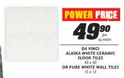 Da Vinci Alaska White Ceramic Floor Tiles-40 x 40 Per Sq Metre