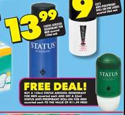 Status Aerosol Deodorant For Men Assorted-150ml Each