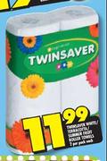 Twinsaver White/Terracotta/Summer Fruit Roller Towels-2's Per Pack Each