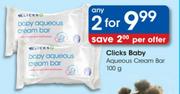 Clicks Baby Aqueous Cream Bar-2 x 100g