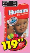 Huggies Dry Comfort Disposable Nappies Maxi-68's Per Pack