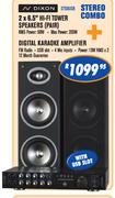 Dixon 2x6.5" HiFi Tower  Speakers(Pair)+Digital Karaoke Amplifier