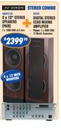 Dixon 2x12" Stereo Speakers(Pair)+Digital Stereo Echo Mixing Amplifier