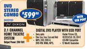 Dixon 2.1 Channel Home Theater System + Digital DVD Player With USB Port