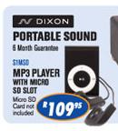 Dixon Portable Sound MP3 Player With Micro SD Slot