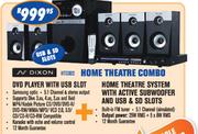 Dixon DVD Player With USB Slot + Home Theater System With Active Subwoofer And USB & SD Slot
