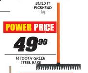 16 Tooth Green Steel Rake