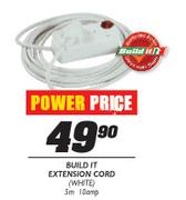 Build It Extension Cord (White) 10amp - 5m