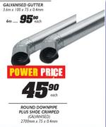 Round Downpipe Plus Shoe Crimped-2700mmx100x75x0.4mm Each