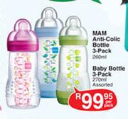 Mam Anti-Colic Bottle 3 Pack - 200ml Per Pack