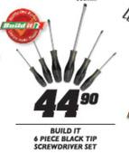 Build It 6 Piece Black Tip Screwdriver Set