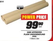 Sabs Approved Plain Underground Pipe-110mmx6m Each