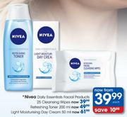 Nivea Daily Essentials Facial Products Cleansing Wipes-25's Each