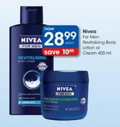 Nivea For Men Revitalising Body Lotion Or Cream-400ml Each