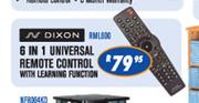 Dixon 6 In 1 Universal Remote Control With Learning Function