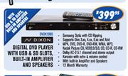 Dixon Digital DVD Player With USB & SD Slots Built In Amplifier & Speakers