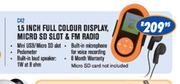 Dixon MP4 Player 1.5 Inch Full Colour Display Micro SD Slot & FM Radio