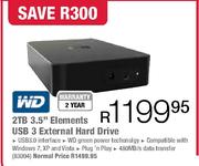 WD 2TB 3.5" Elements USB 3 External Hard Drive