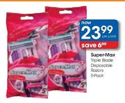 Super-Max Triple Blade Disposable Razors-5-Pack