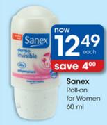 Sanex Roll-on for Women-60ml Each
