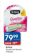 Schick Quattro For Women-4 Blades Per Pack