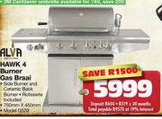 Alva Hawk 4 Burner Gas Braai-750mmX450mm