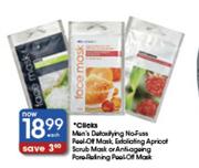 Clicks Men's Detaxifying No-Fuss Peel-Of Mask, Exfoliating Apricot Scrub Mask Or Anti-Ageing Pore-Re