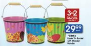 Clicks Easter Tin Bucket With Wooden Handle-Each
