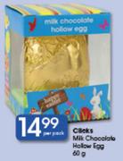Clicks Milk Chocolate Hollow Egg-60g Per Pack