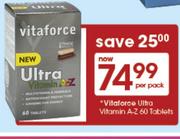 Vitaforce Ultra Vitamin A-Z-60 Tablets Per Pack