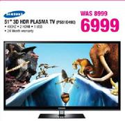 Samsung 51" 3D HDR Plasma TV(PS51E490)