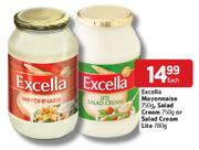 Excella Mayonnaise-750gm, Salad Cream-750gm or Salad Cream-780gm Each