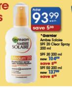 Garnier Ambre Solaire SPF 20 Clear Spray-200ml Each