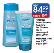 L'Oreal Pure Zone Gel Cleanser-150ml Or Astringent Lotion-200ml Each
