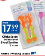 Clicks Spoon & Fork Set Or 3 Heat Sensitive Spoons-Per Set